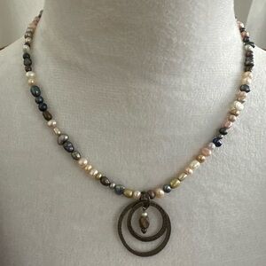 The Peyote Bird Bronze & Multicolor Freshwater Pearl Beaded Necklace